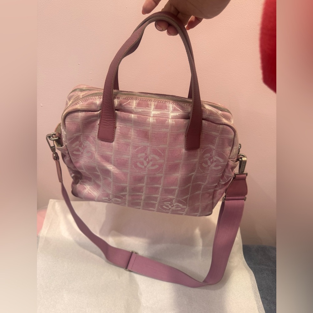 CHANEL 
Nylon Small Travel Tote Bag Pink